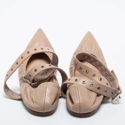 Pre Owned Valentino Beige Leather Love Latch Ballet Flats Size 38