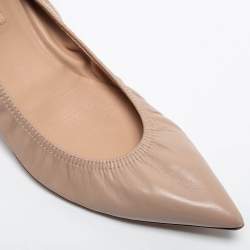 Pre Owned Valentino Beige Leather Love Latch Ballet Flats Size 38