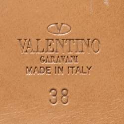 Pre Owned Valentino Beige Leather Love Latch Ballet Flats Size 38