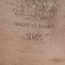 Pre Owned Valentino Beige Lace  and Leather Ballet Flats Size 38.5