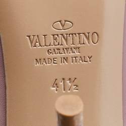 Pre Owned Valentino Pink Leather Rockstud Ankle Strap Pumps Size 41.5