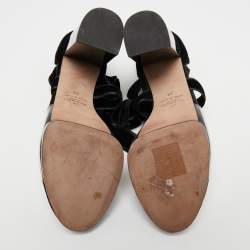 Pre Owned Valentino Black Velvet and PVC Ankle Sandals Size 39