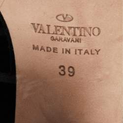 Pre Owned Valentino Black Velvet and PVC Ankle Sandals Size 39