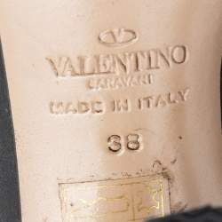 Pre Owned Valentino Black Leather Rockstud Mild Calf Boots Size 38