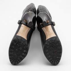 Pre Owned Valentino Black Leather Rockstud Mild Calf Boots Size 38