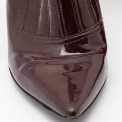 Pre Owned Valentino Burgundy Patent Leather Pointed Toe Booties Size 41   
