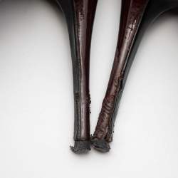 Pre Owned Valentino Burgundy Patent Leather Pointed Toe Booties Size 41   