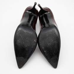 Pre Owned Valentino Burgundy Patent Leather Pointed Toe Booties Size 41   