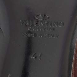 Pre Owned Valentino Burgundy Patent Leather Pointed Toe Booties Size 41   