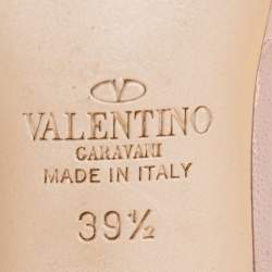 Pre Owned Valentino Yellow/Beige Patent and Leather Rockstud Ankle Strap Pumps Size 39.5 