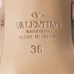 Pre Owned Valentino Burgundy/Beige Patent and Leather  Rockstud  Mule Sandals Size 36