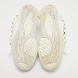Pre Owned Valentino White Leather Rockstud Low Top Sneakers Size 35