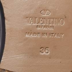 Pre Owned Valentino Black Leather Rockstud Lace Up Oxfords Size 36