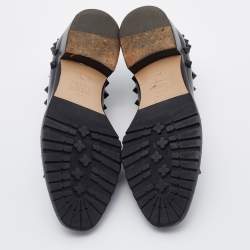 Pre Owned Valentino Black Leather Rockstud Lace Up Oxfords Size 36