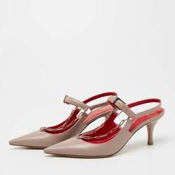 Pre Owned Valentino Dusty Pink Leather Chain Link Slingback Pumps Size 37