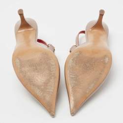 Pre Owned Valentino Dusty Pink Leather Chain Link Slingback Pumps Size 37