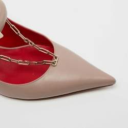 Pre Owned Valentino Dusty Pink Leather Chain Link Slingback Pumps Size 37