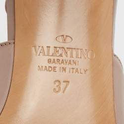 Pre Owned Valentino Dusty Pink Leather Chain Link Slingback Pumps Size 37