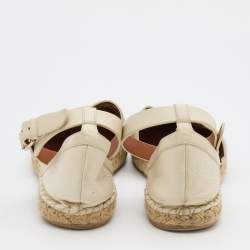 Pre Owned Valentino Multicolor Embroidered Leather Ankle Strap Espadrille Flats Size 41