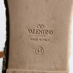 Pre Owned Valentino Multicolor Embroidered Leather Ankle Strap Espadrille Flats Size 41