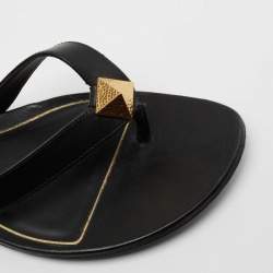 Pre Owned Valentino Black Leather Roman Stud Ankle Wrap Sandals Size 39