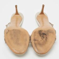 Pre Owned Valentino Metallic Leather Rockstud Slide Sandals Size 38.5