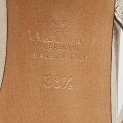 Pre Owned Valentino Metallic Leather Rockstud Slide Sandals Size 38.5