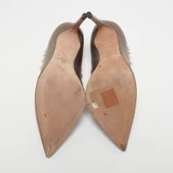 Pre Owned حذاء كعب عالي فالنتينو مقدمة مدببة روكستد جلد وردي فاتح مقاس 36.5