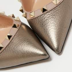 Pre Owned حذاء كعب عالي فالنتينو مقدمة مدببة روكستد جلد وردي فاتح مقاس 36.5