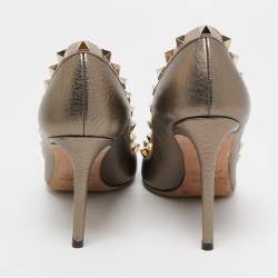 Pre Owned حذاء كعب عالي فالنتينو مقدمة مدببة روكستد جلد وردي فاتح مقاس 36.5