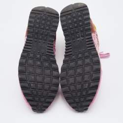 Pre Owned Valentino Multicolor Leather, Suede and Lace Rockrunner Low Top Sneakers Size 39