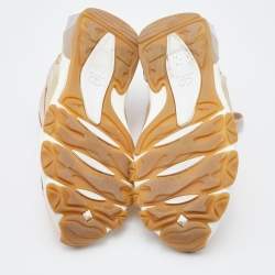 Pre Owned Valentino Metallic Rose Gold Leather Bounce Sneakers Size 38.5