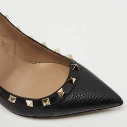 Pre Owned Valentino Black Leather Rockstud Pumps Size 36