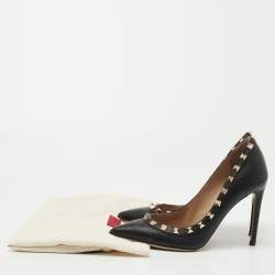 Pre Owned Valentino Black Leather Rockstud Pumps Size 36