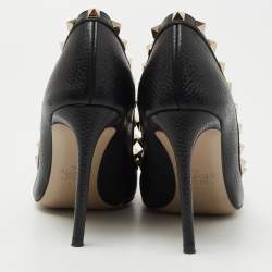 Pre Owned Valentino Black Leather Rockstud Pumps Size 36