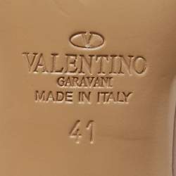 Pre Owned Valentino Blue/Beige Patent and Leather Rockstud Pumps Size 41