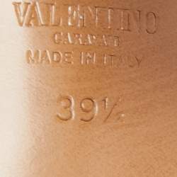 Pre Owned Valentino Metallic Gold Leather Rockstud Ankle Strap Sandals Size 39.5