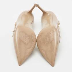 Pre Owned Valentino Beige Patent and Leather Rockstud Pumps Size 39