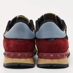 Pre Owned Valentino Tricolor Lace and Leather Rockrunner Sneakers Size 38