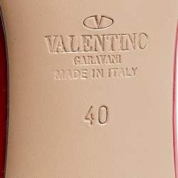 Pre Owned Valentino Red Patent Leather Bow Slide Sandals Size 40