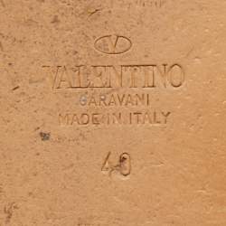 Pre Owned Valentino Blue Denim Embellished Flat Slides Size 40