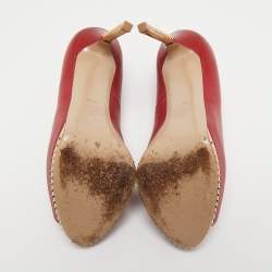 Pre Owned Valentino Red Leather Rockstud Pumps Size 36.5