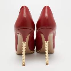 Pre Owned Valentino Red Leather Rockstud Pumps Size 36.5