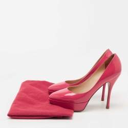 Pre Owned Valentino Pink Patent Leather Platform Pumps Size 38.5