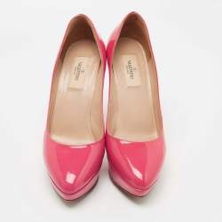 Pre Owned Valentino Pink Patent Leather Platform Pumps Size 38.5