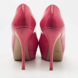 Pre Owned Valentino Pink Patent Leather Platform Pumps Size 38.5