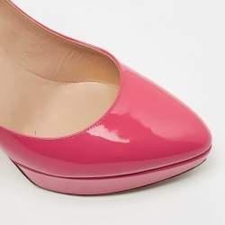 Pre Owned Valentino Pink Patent Leather Platform Pumps Size 38.5