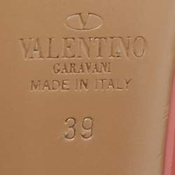 Pre Owned Valentino Pink/Beige Patent and Leather Rockstud Pumps Size 39