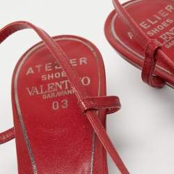 Pre Owned Valentino Red Leather Leather Floral Print Atelier Slingback Pumps Size 39