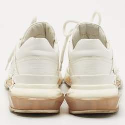 Pre Owned Valentino White Leather VLTN Lace Up Sneakers Size 38